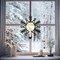 2 Pcs Metal Snowflake Window Wreath with Warm White Flameless Candle, 11.2 Inches Lighted Christmas Wreaths Hanging Indoor Outdoor, for Front Door Window Wall Ceiling Winter Decor